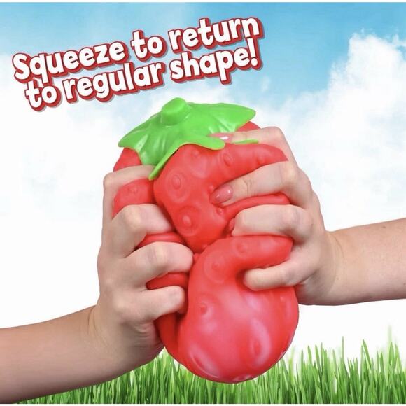 Sunny Days Jumbo Squeezy Strawberry Squishy Toy Stress Relief Sensory Fun - Picture 4 of 5